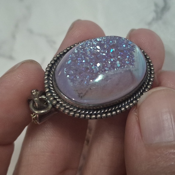 925 Silver Drusy Necklace - Picture 9 of 9